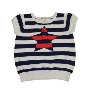 Gymboree Girls 7/8. Star Knit Sweater White & Navy Cotton Short Sleeve 2406